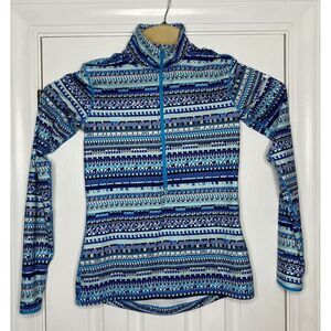 Nike Pro Women's Half Zip Pullover‎ Blue Fair Isle Medium